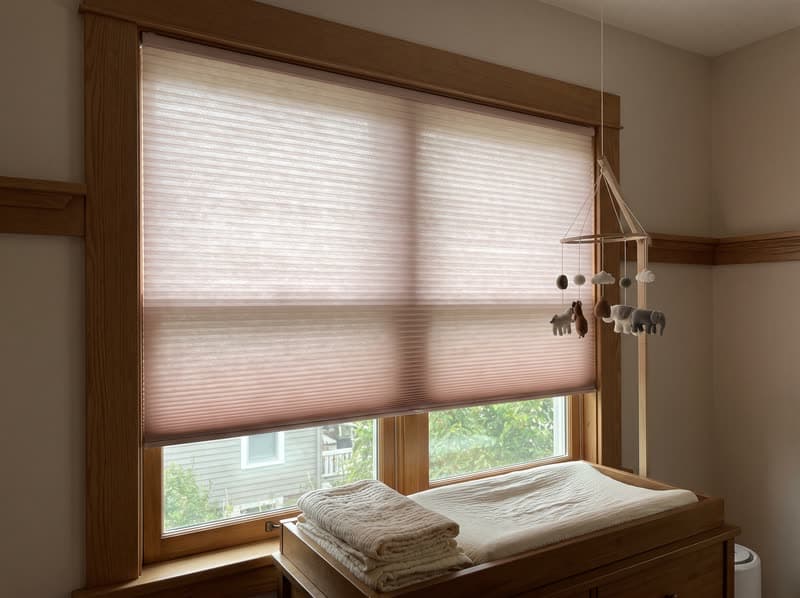Blush cordless cellular shade in a Decatur nursery