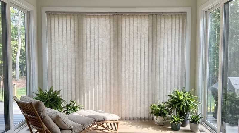 Vertical blind on a sunroom window in a luxury modern villa in Duluth